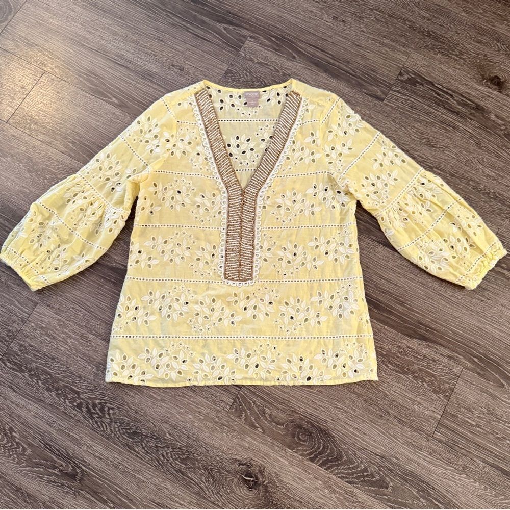 Chicos Embellished-Eyelettop